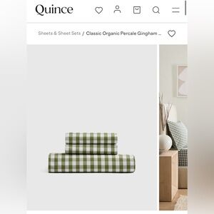 Quince Classic Organic Percale Gingham Fitted Sheet Set